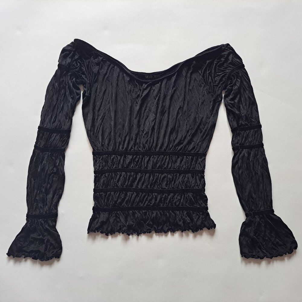 Michel Klein Black Off Shoulder Crop Top Size S
